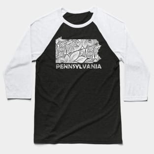 Mandala art map of Pennsylvania with text in white Baseball T-Shirt